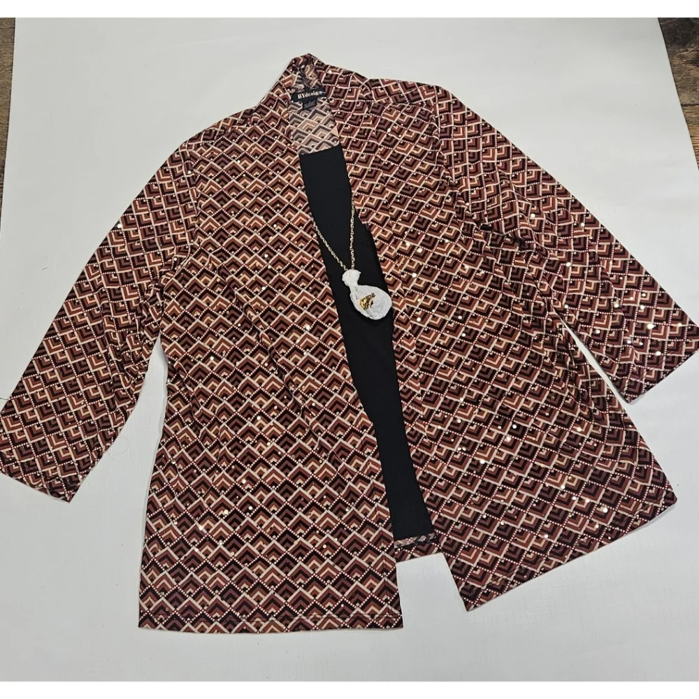 BY Design Multi Color Top/Blouse/Cardigan, With Necklace, L, NWT ✔️